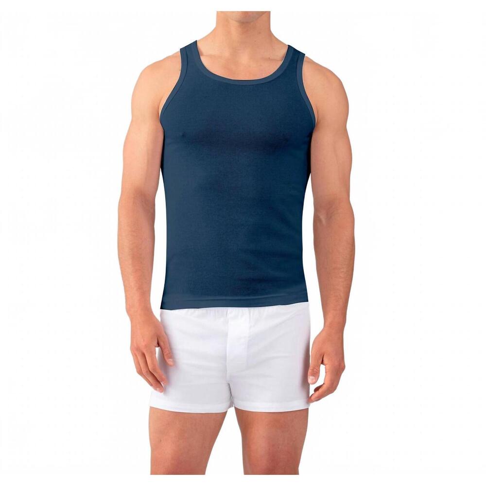 NEW RON DORFF ribbed tank top in deep blue